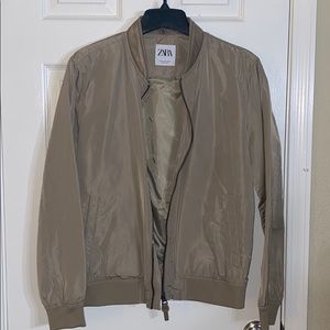 Zara Tan Nylon Bomber Size Medium